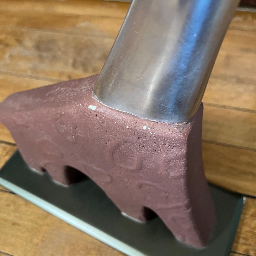 Giraffe Art Sculpture Doorstop- Textured Terracotta & Aluminum; Modrn Stmt Piece - Picture 6 of 6